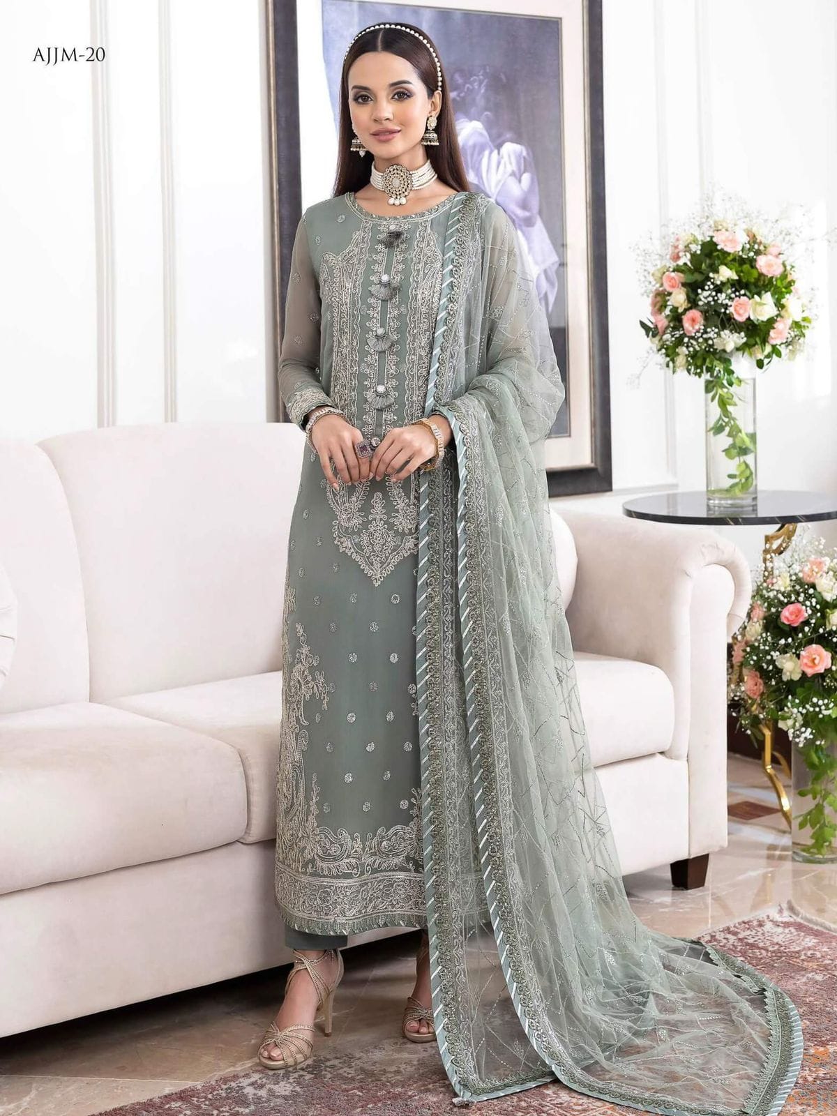Asim Jofa JhilMil Chiffon Collection β Article AJJMLC_D20-23 | Fully Embroidered Luxury - Image 2