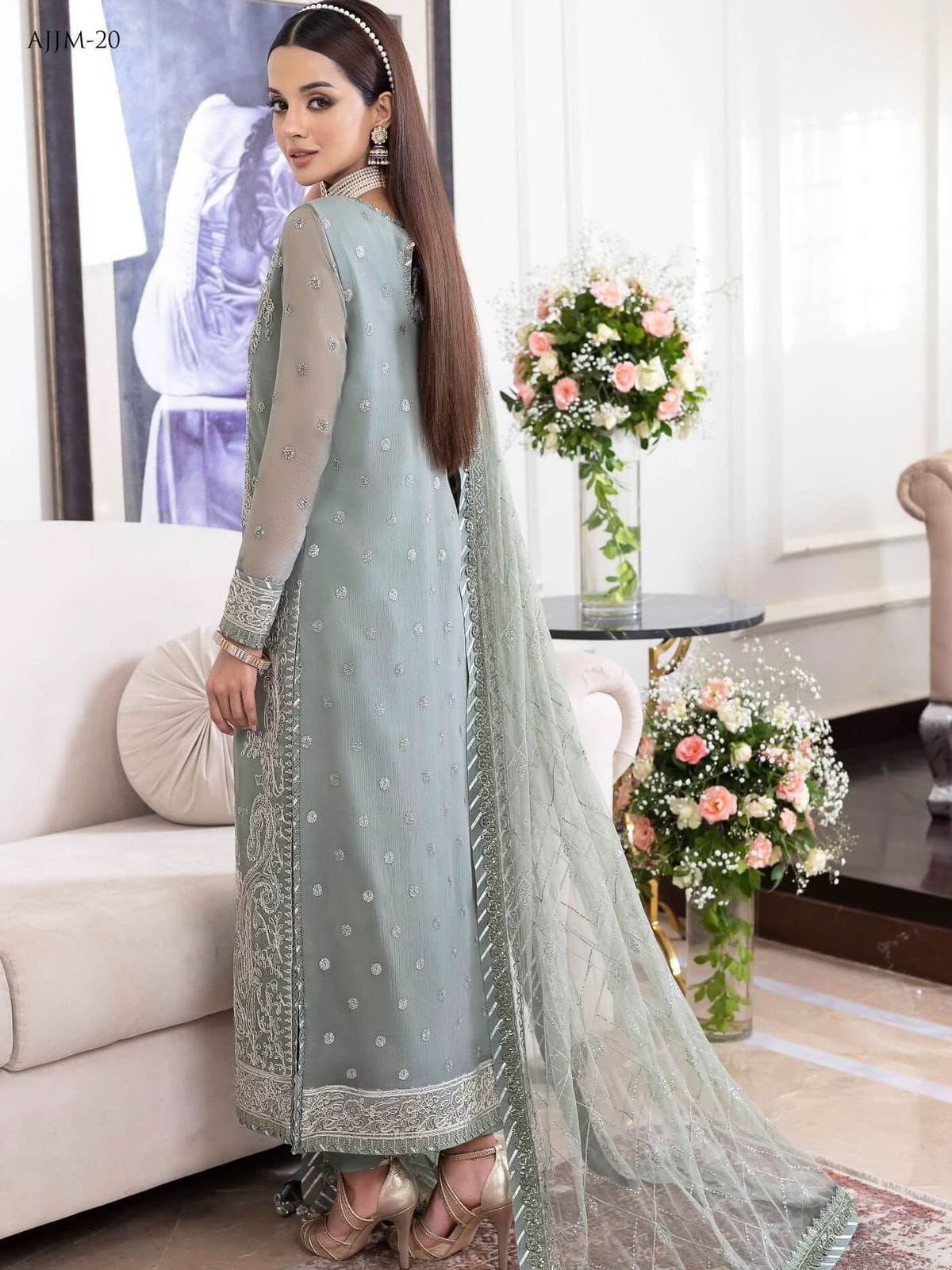 Asim Jofa JhilMil Chiffon Collection β Article AJJMLC_D20-23 | Fully Embroidered Luxury - Image 5