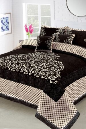 5 PC Turkish Style Velvet Jacquard Bedsheet Set – Luxury King Size Bedding