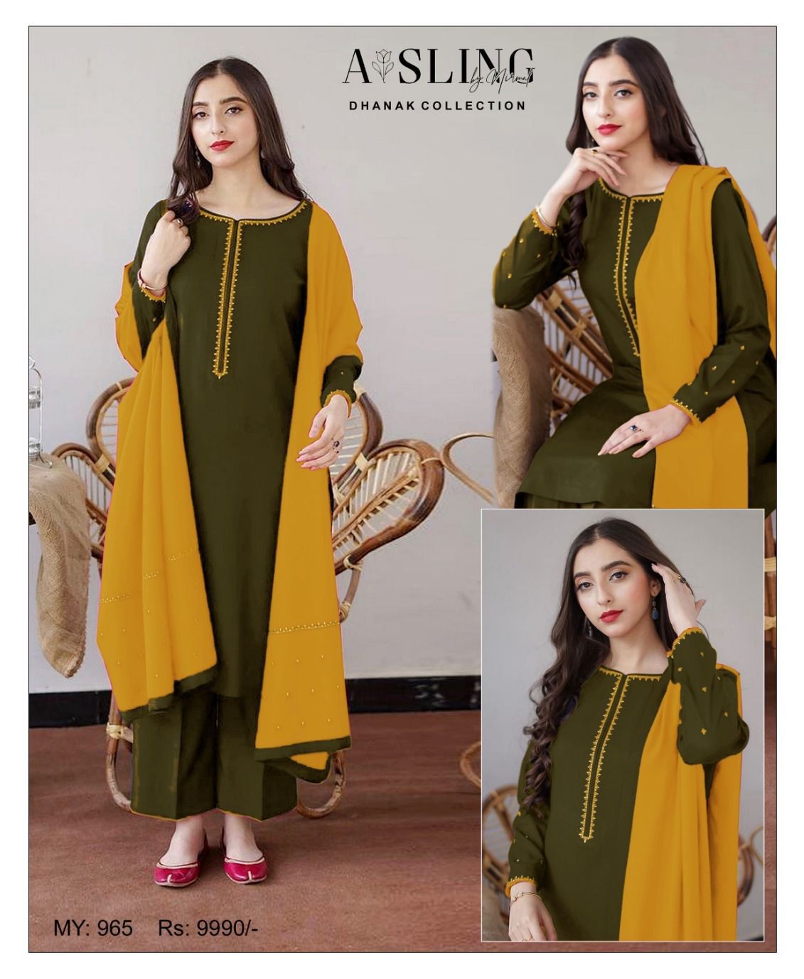 Asling Most Demanding Edition β Premium 3PC Unstitched Dhank Suit β¨