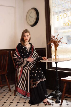 3PCS Unstitched Suit – Premium Dhank Fabric | Heavy Embroidery & Digital Print Shawl