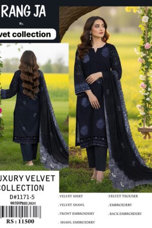 Velvet Collection 2K25 — Premium Sequins Embroidered 3PC Unstitched Velvet Suit