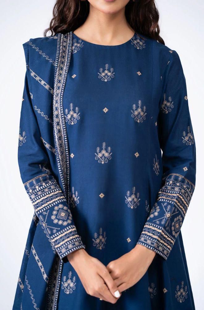 Premium Blue Dhanak 3-Piece Suit β Kayseria Inspired Heavy Embroidered Edition 2025 - Image 2