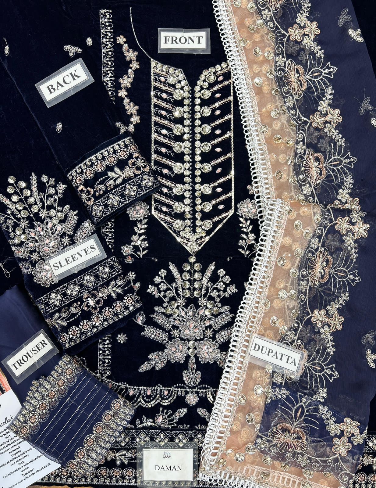 ANEELAS Luxury Velvet Collection – Micro 9000 Heavy Embroidered 3-Piece Suit - Image 2