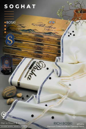 SOGHAAT Original Microfiber Boski Fabric by Pasha โ Premium Wash & Wear Summer Suit with Luxury Box Packing