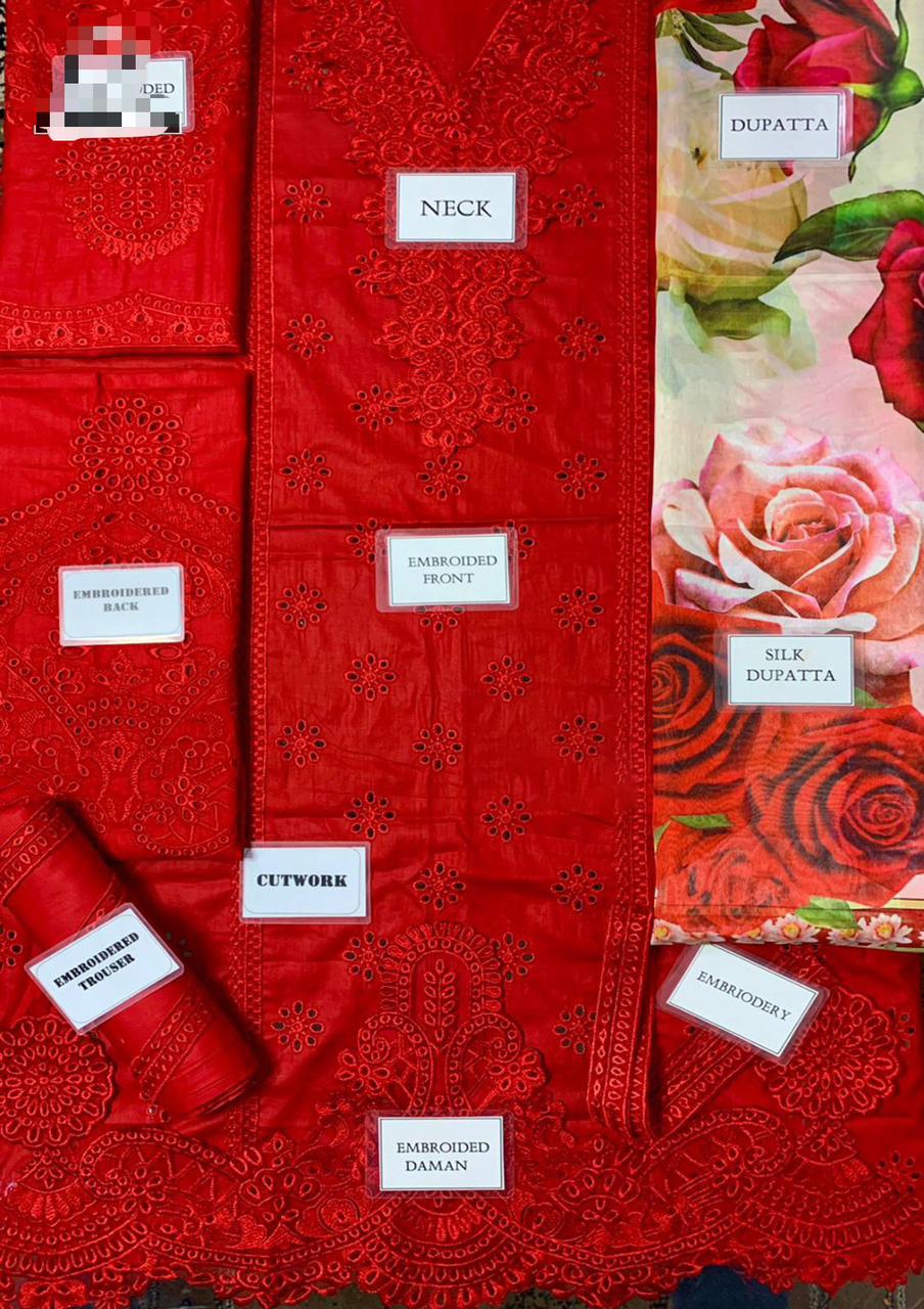 Premium Chikankari Embroidered Lawn & Silk Suit - Image 7