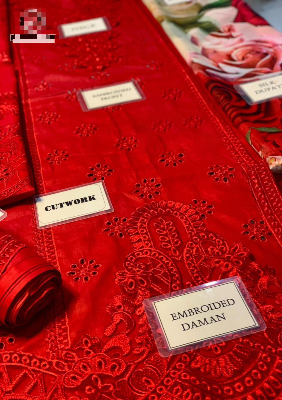 Premium Chikankari Embroidered Lawn & Silk Suit - Image 8