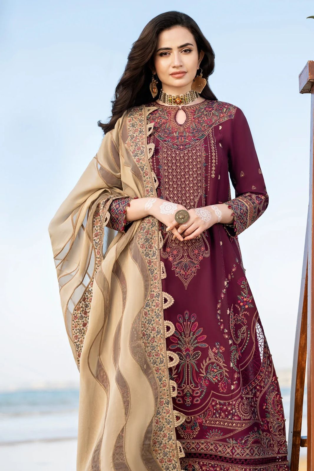 JAZMIN Unstitched MI-4450 Lawn Cotton Suit with Organza Dupatta - Image 2