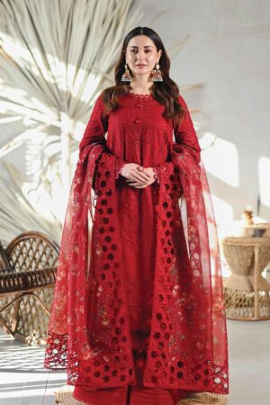 QALAMKAR Premium Cotton Chikankari Suit with Digital Organza Dupatta – Heavy Embroidered 3 Piece