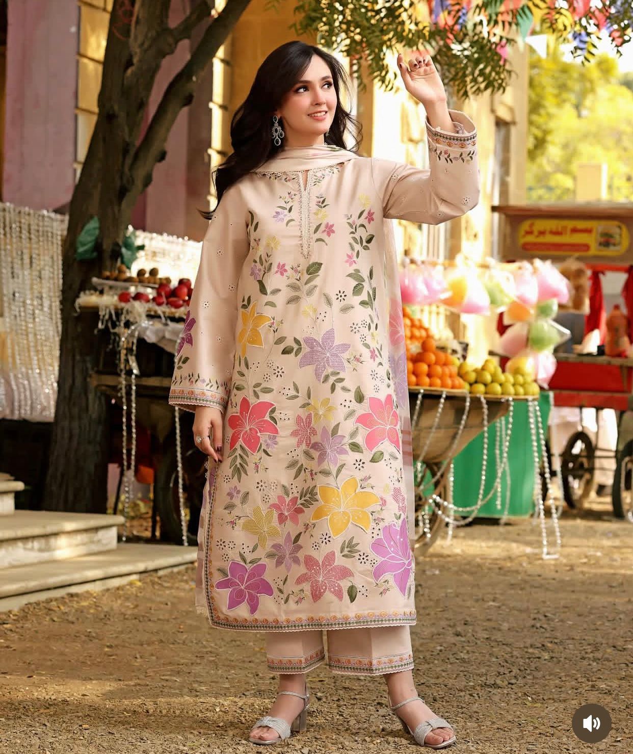 Aneela Eid Collection 2026 – 3PC Heavy Embroidered Lawn Suit with Digital Monark Dupatta