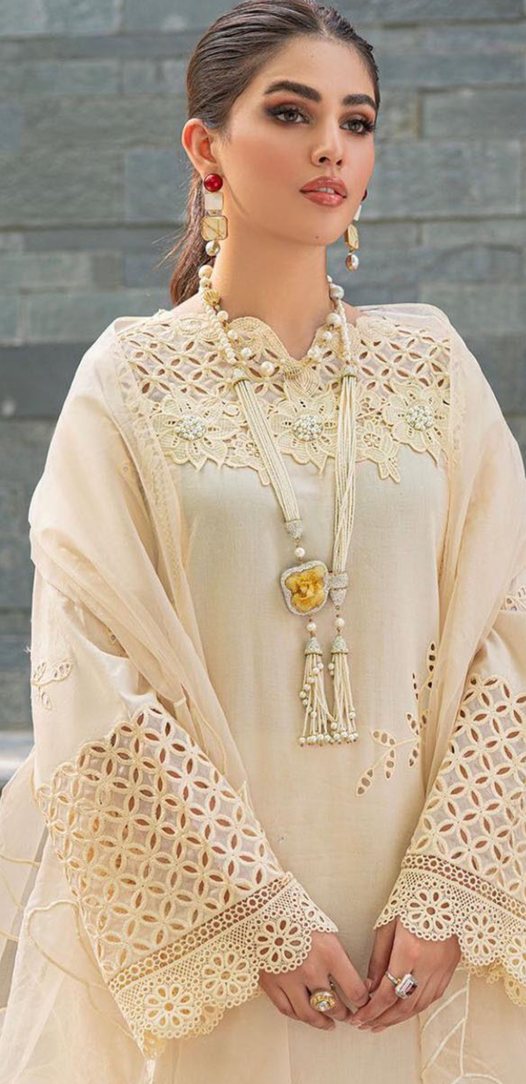 Mushq – Valentina Creme Premium Chikankari Embroidered Ready-to-Wear - Image 2