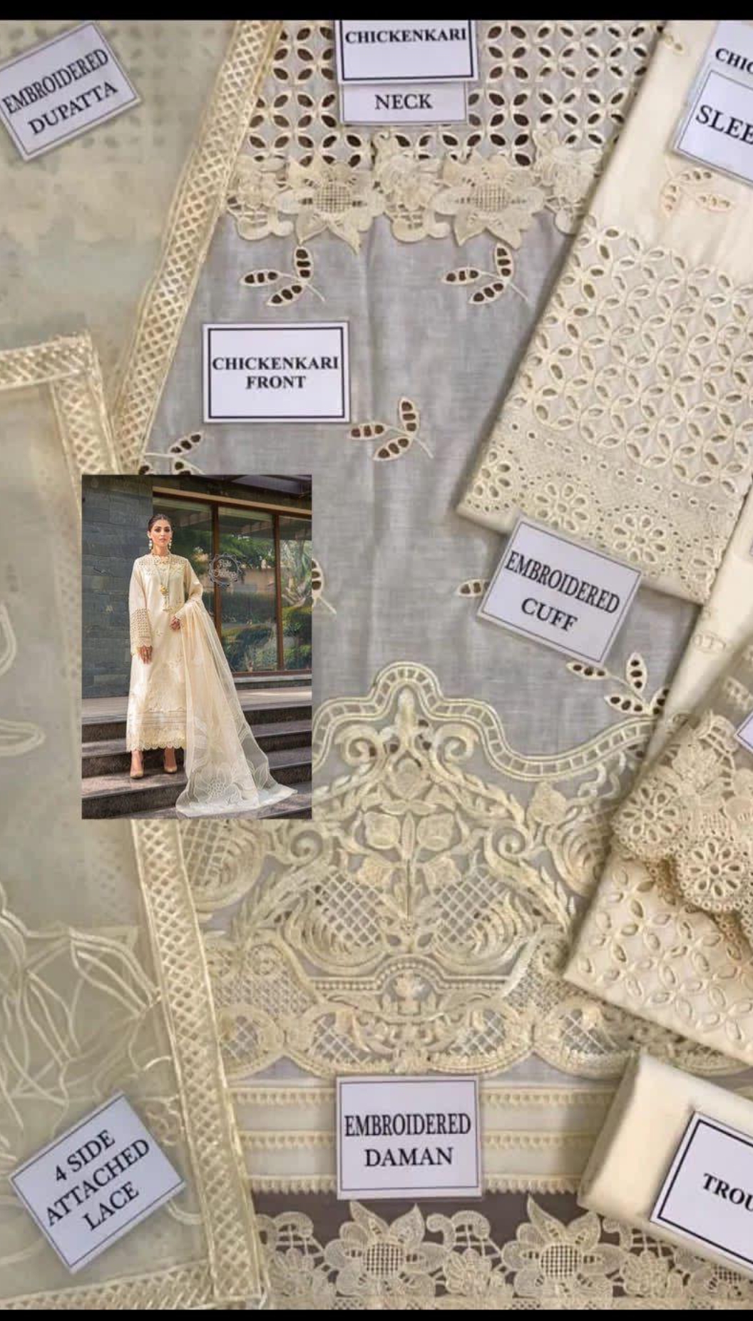 Mushq – Valentina Creme Premium Chikankari Embroidered Ready-to-Wear - Image 3