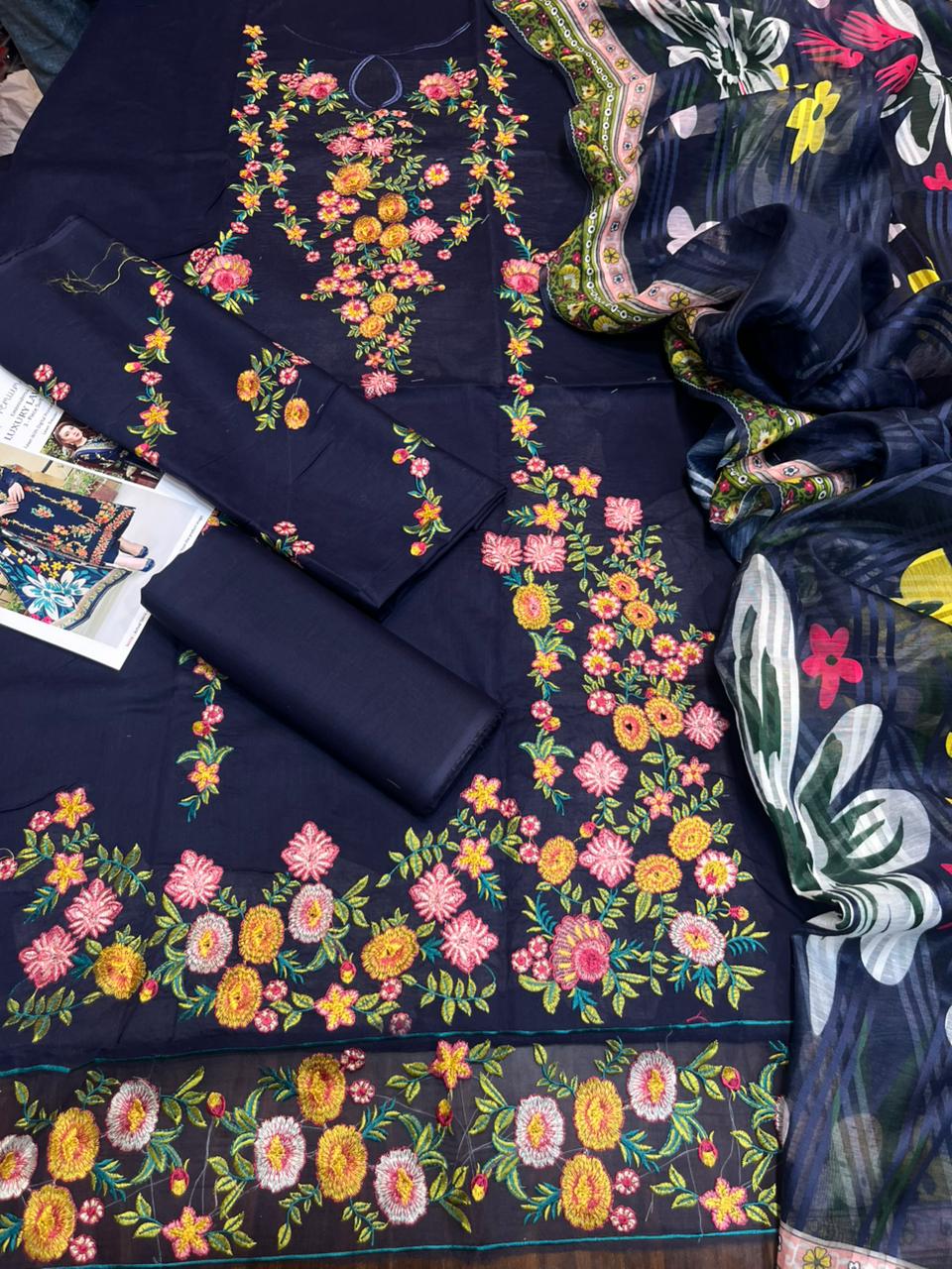 Aneela Luxury 3 Piece Lawn Suit β Embroidered Shirt with Diamond Dupatta - Image 3