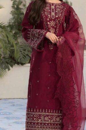 Title: Qalamkar Luxury Summer Lawn Collection 2026 – 3PC Embroidered Suit with Khaddi Net Dupatta (Code 772