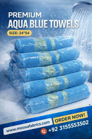 Premium Aqua Blue Cotton Towels – Soft & Absorbent Bath Towel (24×54 Inche