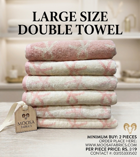 Large Size Double Towel β Soft & Absorbent Premium Bath Towel (Moosa Fabrics)