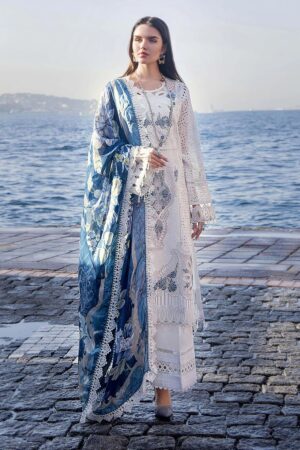 Adan Libas Chikankari Embroidered Lawn Suit with Silk Dupatta – 3PC