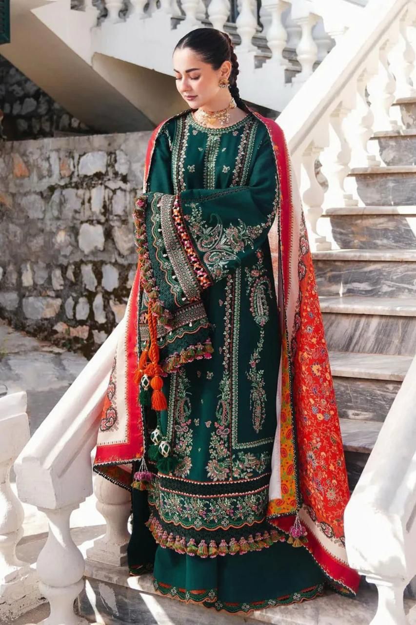 Hussain Rehar Luxury Lawn 3PC Suit 2026 โ Embroidered with Digital Diamond Tarkashi Dupatta (Code 51204)