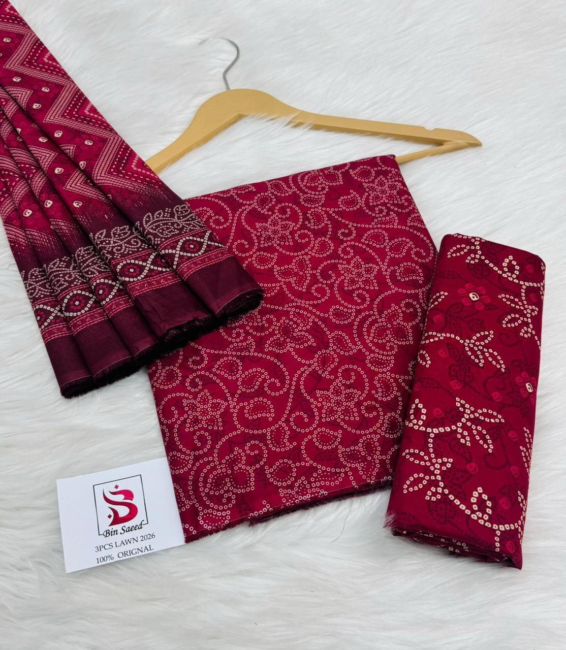 Premium Bin Saeed 3PC Lawn Suit β Digital Print Summer Collection