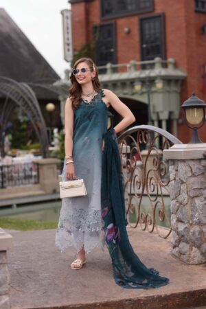 Noor By Saadia Double Shaded Lawn Suit with Silk Dupatta – 3PC Unstitched Collection   (BR)