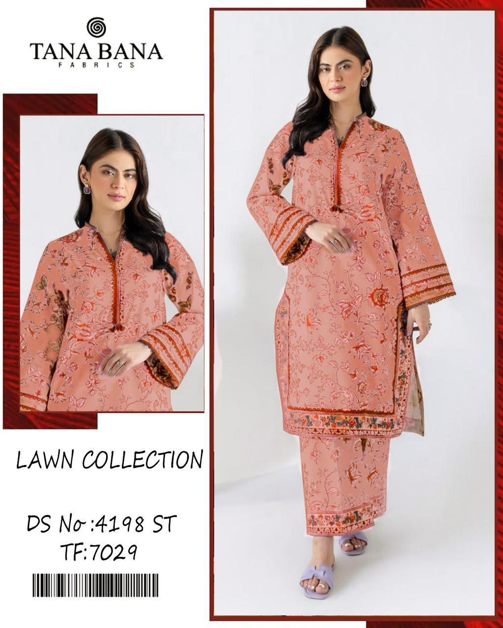 Elegant 3PC Lawn Suit by Maria B β Allover Print with Chiffon Dupatta - Image 11