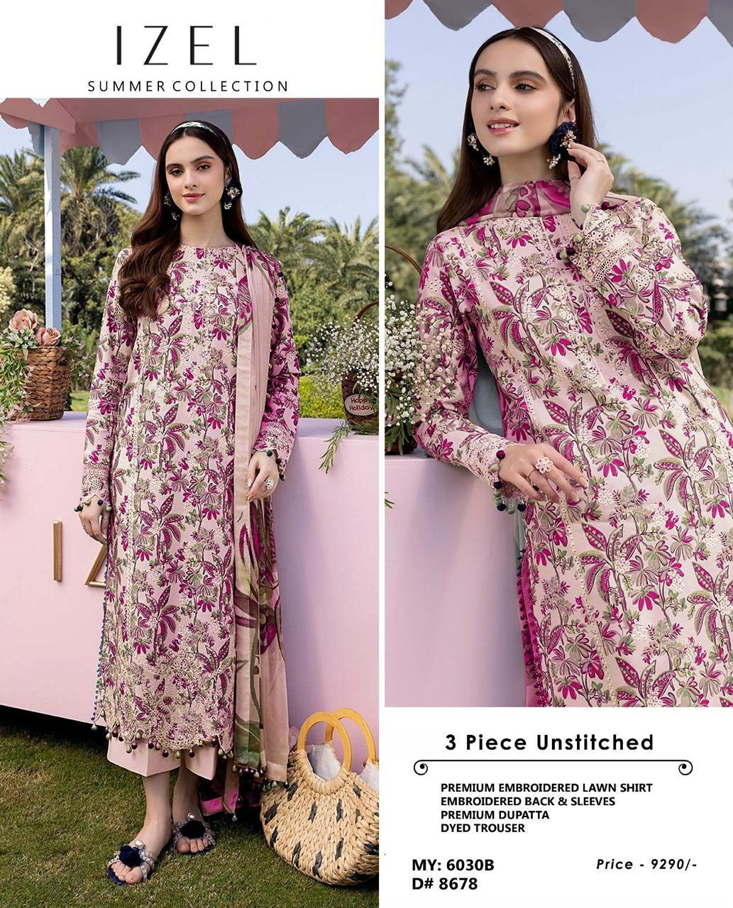 Elegant 3PC Lawn Suit by Maria B β Allover Print with Chiffon Dupatta - Image 5