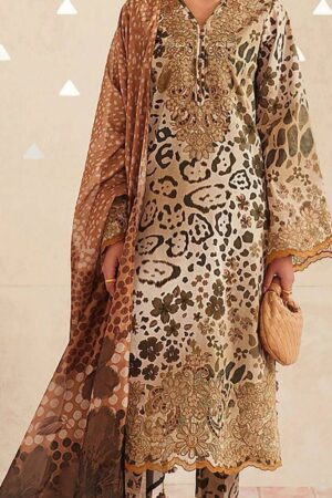 Maria B Inspired 3PC Lawn Suit with Chiffon Dupatta – Budget Summer Collection