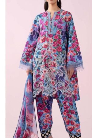 Maria B Inspired 3PC Lawn Suit with Chiffon Dupatta – Budget Summer Collection