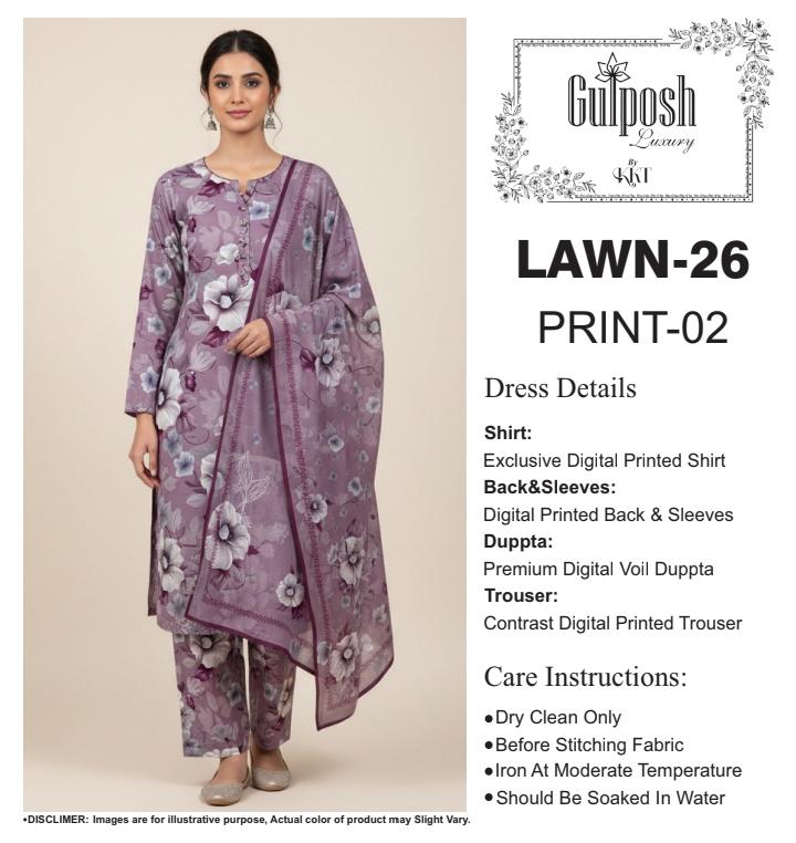 GULPOSH 3Pc Premium Printed Lawn Collection 2026 β Airjet Lawn Elegant Summer Suits - Image 46