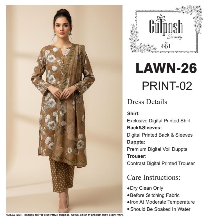 GULPOSH 3Pc Premium Printed Lawn Collection 2026 β Airjet Lawn Elegant Summer Suits - Image 38