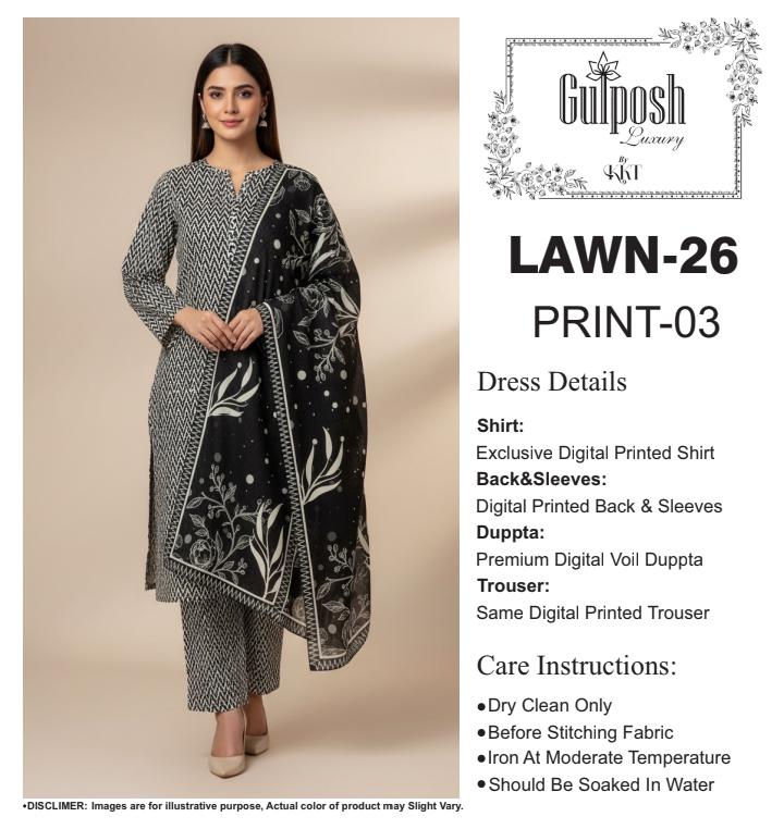 GULPOSH 3Pc Premium Printed Lawn Collection 2026 β Airjet Lawn Elegant Summer Suits - Image 34