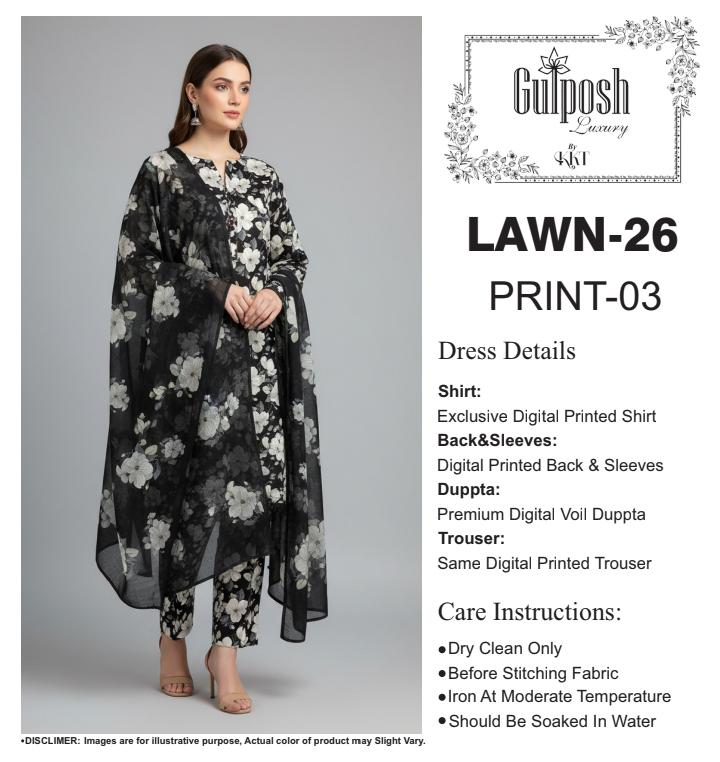 GULPOSH 3Pc Premium Printed Lawn Collection 2026 β Airjet Lawn Elegant Summer Suits - Image 30