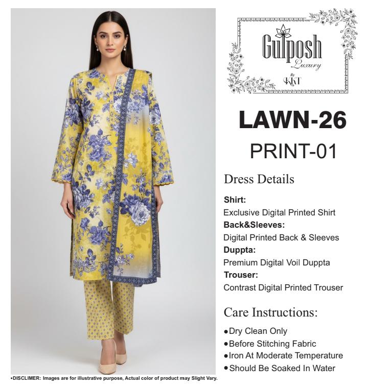 GULPOSH 3Pc Premium Printed Lawn Collection 2026 β Airjet Lawn Elegant Summer Suits - Image 20