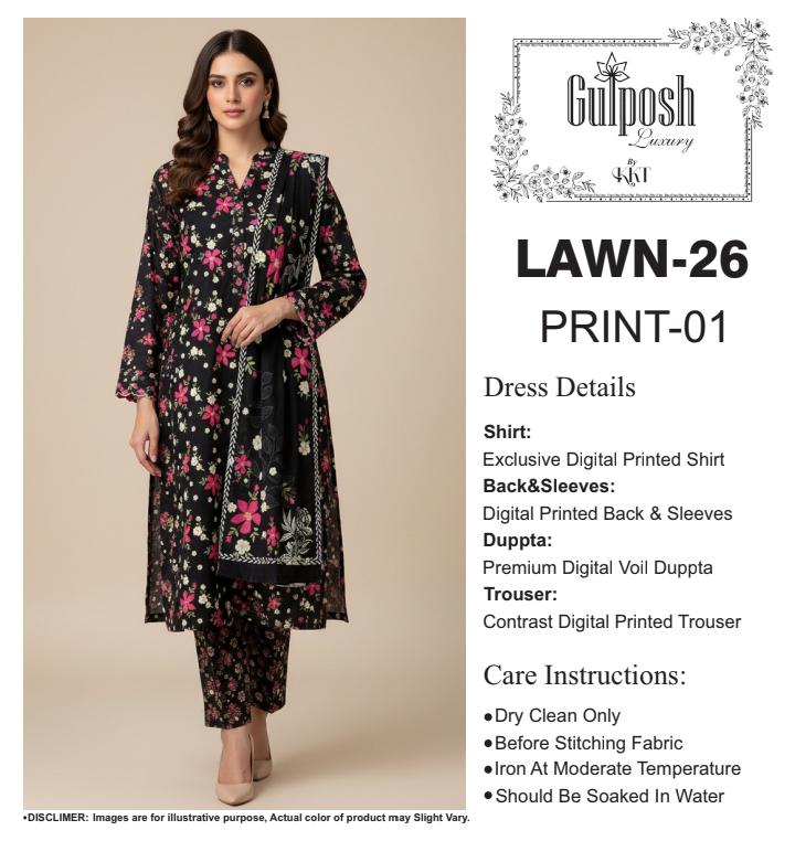 GULPOSH 3Pc Premium Printed Lawn Collection 2026 β Airjet Lawn Elegant Summer Suits - Image 18