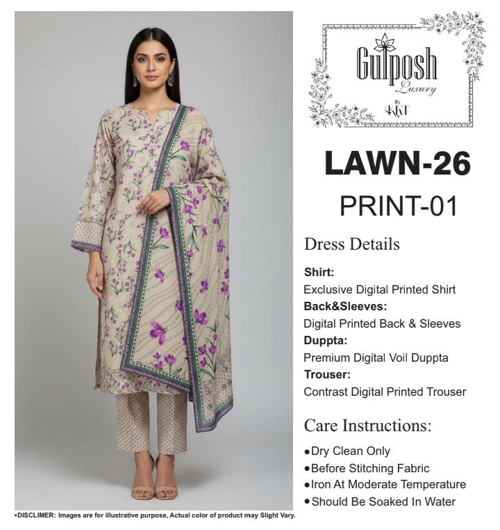 GULPOSH 3Pc Premium Printed Lawn Collection 2026 β Airjet Lawn Elegant Summer Suits - Image 16