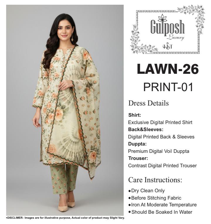 GULPOSH 3Pc Premium Printed Lawn Collection 2026 β Airjet Lawn Elegant Summer Suits - Image 14