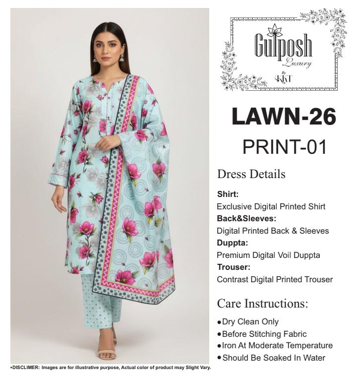 GULPOSH 3Pc Premium Printed Lawn Collection 2026 β Airjet Lawn Elegant Summer Suits - Image 10