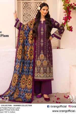 Orang AYRA Vol-140 Unstitched 3 Piece Digital Printed Premium Lawn Suit
