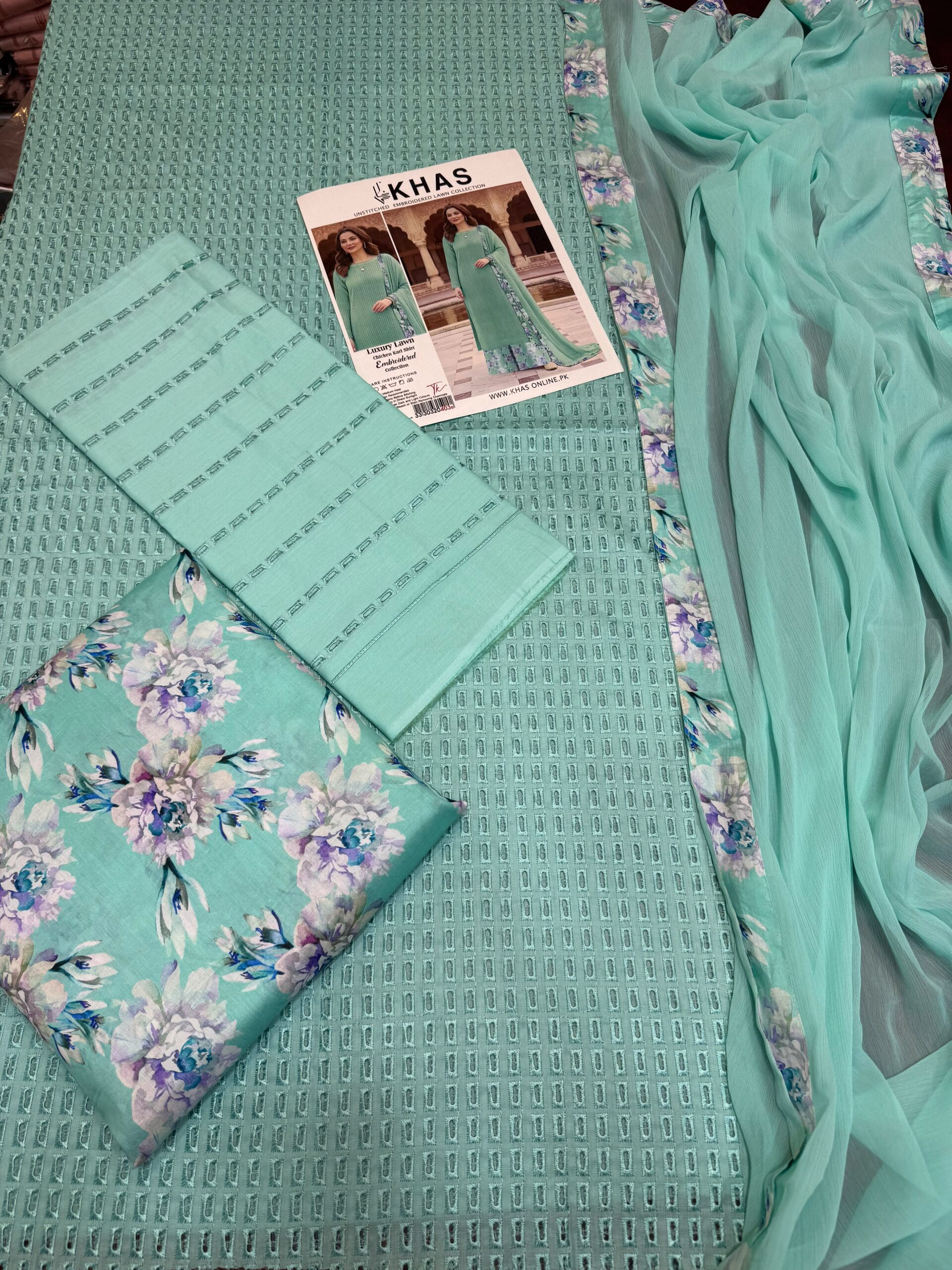 Khaas Luxury Lawn 3 Piece Suit โ Ready to Wear Chiffon Dupatta - Image 4