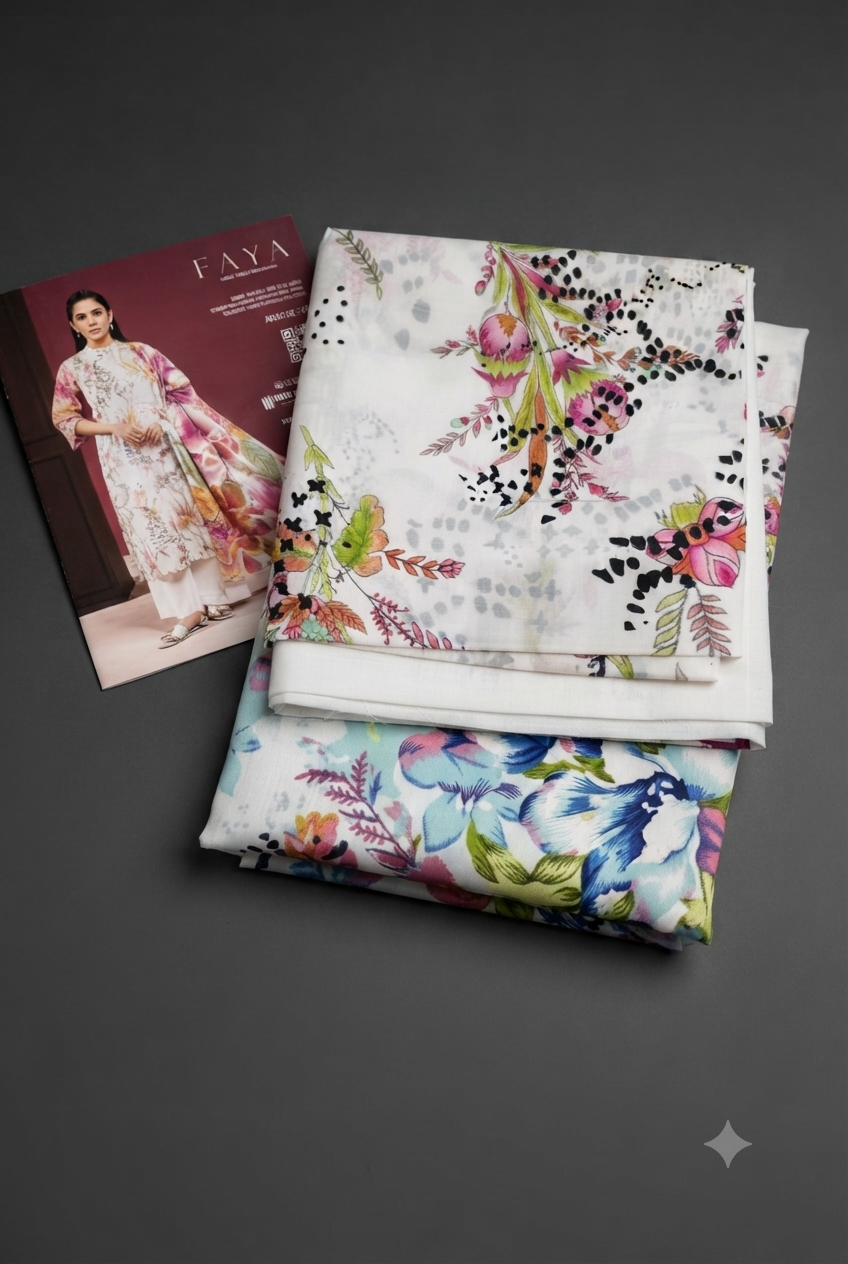 FAYA Luxury Floral Digital Printed 3 Piece - Image 2
