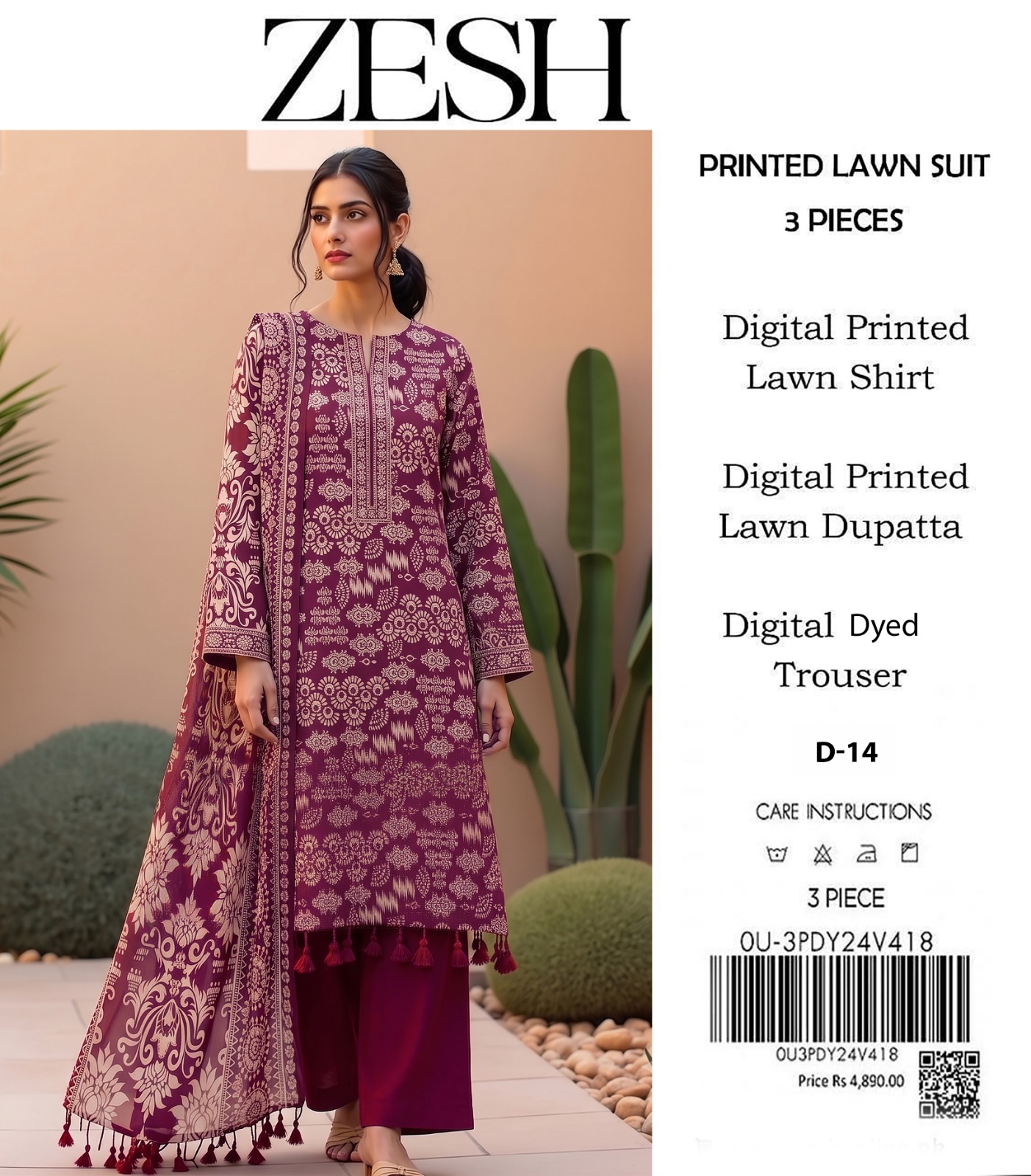 ZESH D-11 Digital Printed Lawn 3 Piece