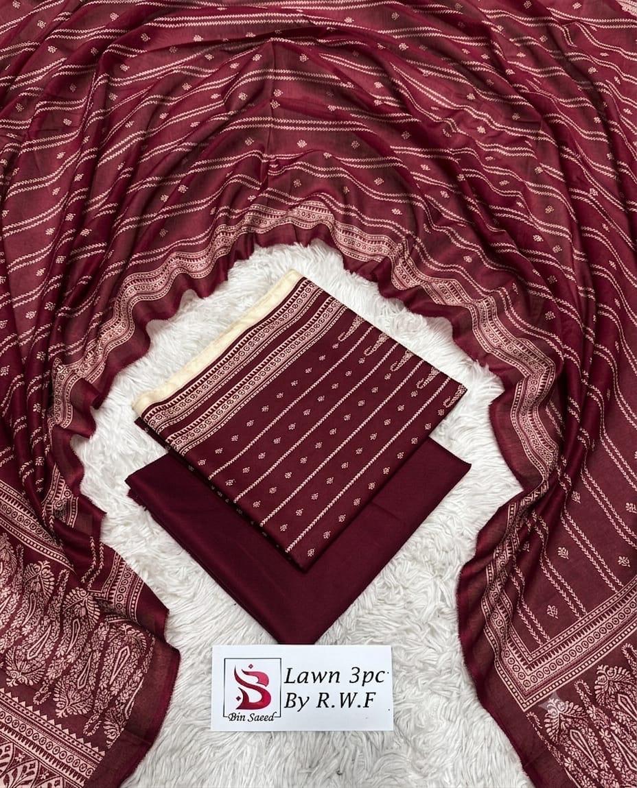 Bin Saeed Original 3 Piece Unstitched Suit | Premium Lawn Collection - Image 27