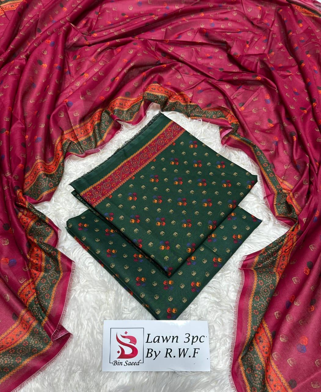Bin Saeed Original 3 Piece Unstitched Suit | Premium Lawn Collection - Image 29