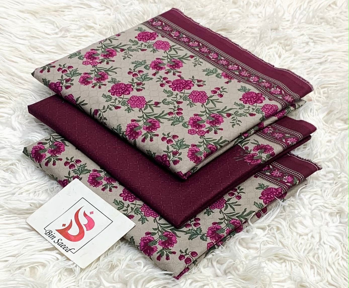 Bin Saeed Original 3 Piece Unstitched Suit | Premium Lawn Collection - Image 17