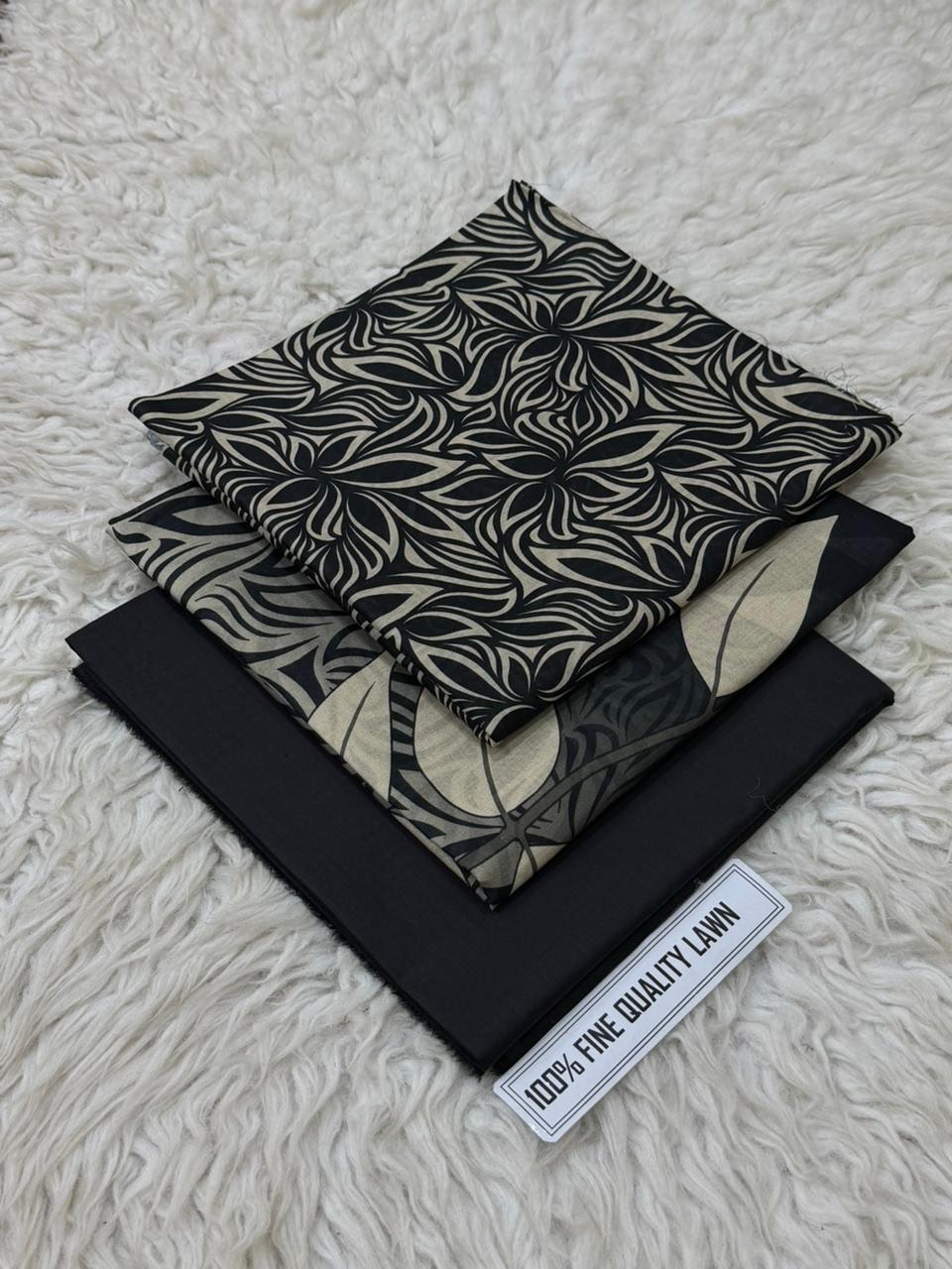 Black Special 3 Piece Digital Printed Airjet Lawn - Image 5