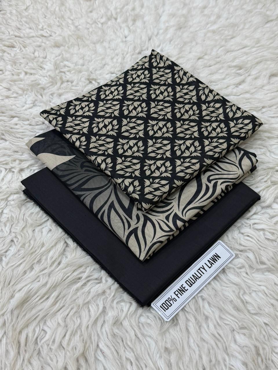 Black Special 3 Piece Digital Printed Airjet Lawn - Image 3