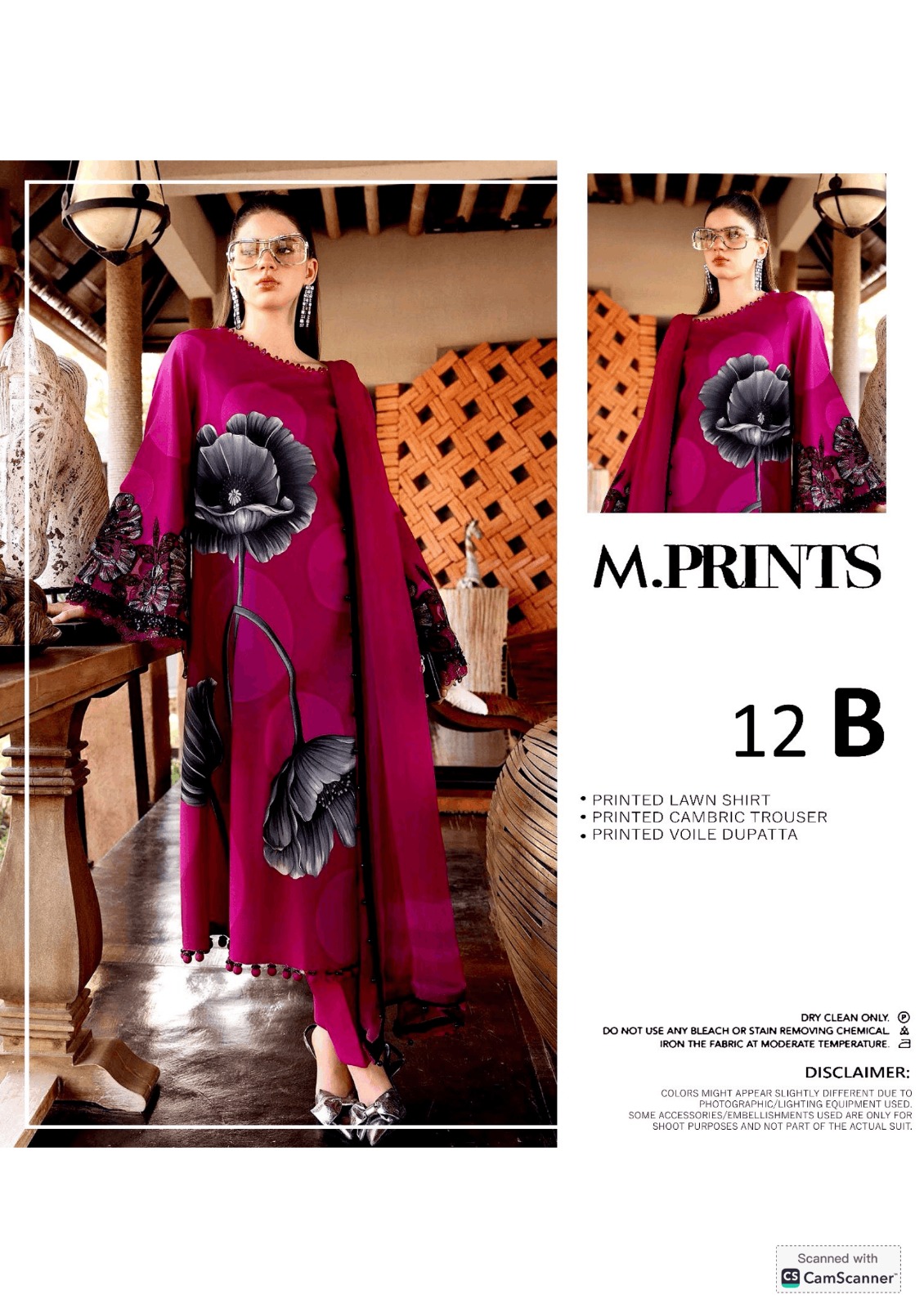 M.Prints 3 Piece Unstitched Printed Lawn - Image 12
