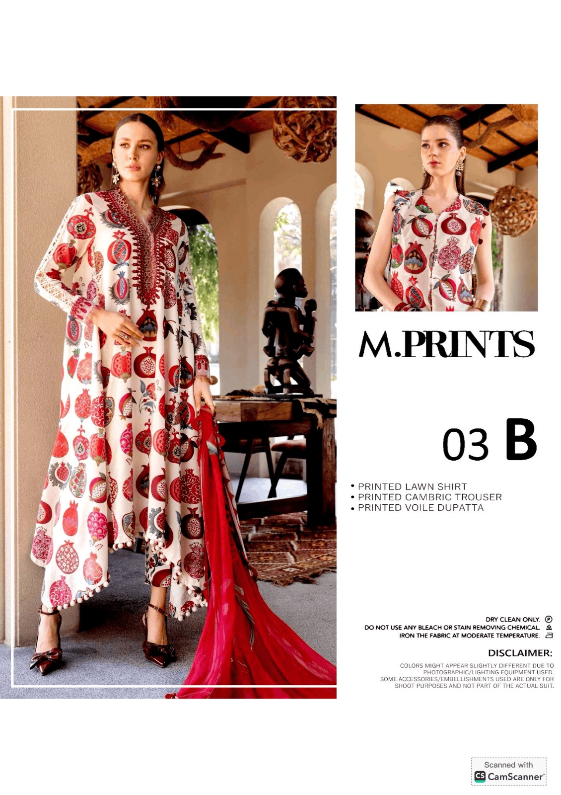 M.Prints 3 Piece Unstitched Printed Lawn