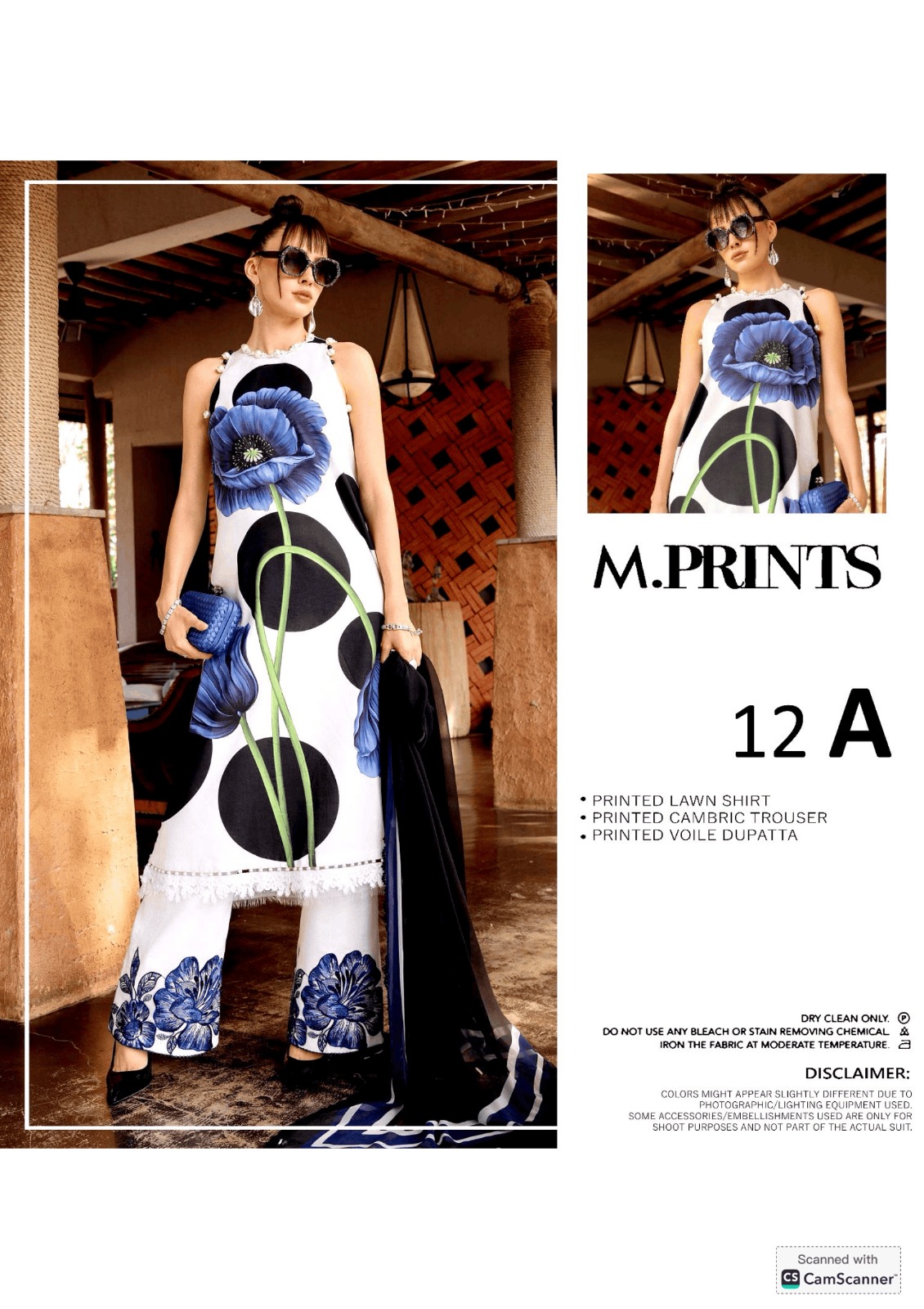 M.Prints 3 Piece Unstitched Printed Lawn - Image 8
