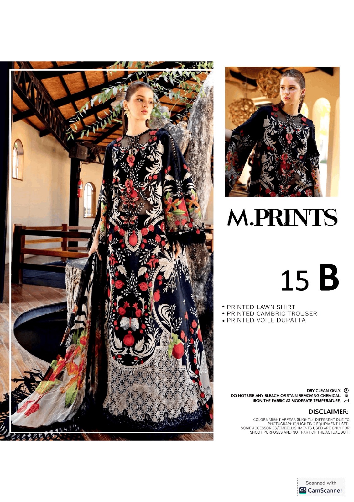 M.Prints 3 Piece Unstitched Printed Lawn - Image 2